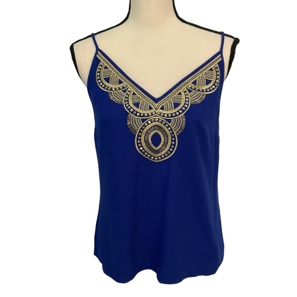 Lilly Pulitzer Lela Cami Top in True Royal Blue Size S Gold Embroidered - Picture 4 of 11